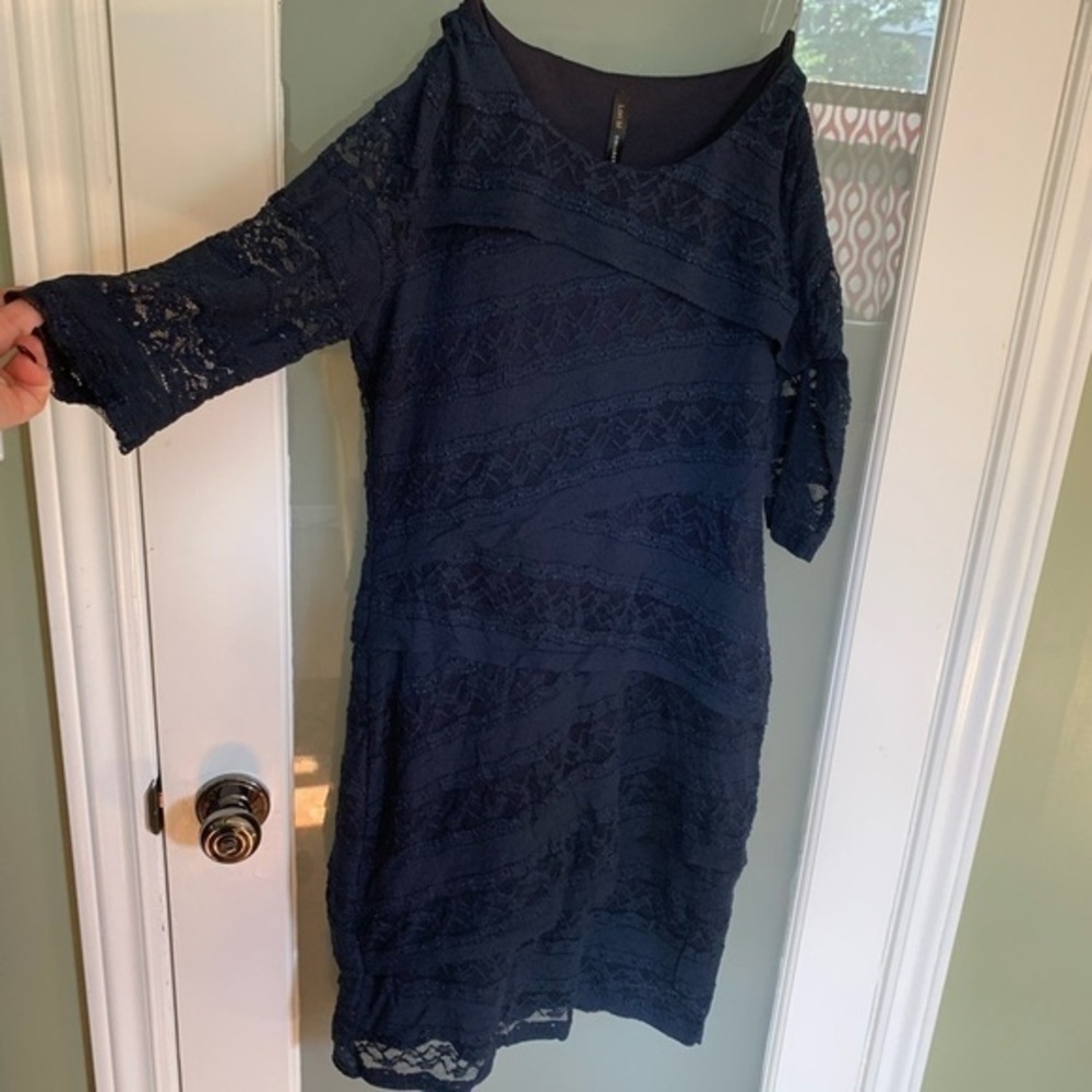 Lori Collection Navy Blue  Lace Dress - Medium